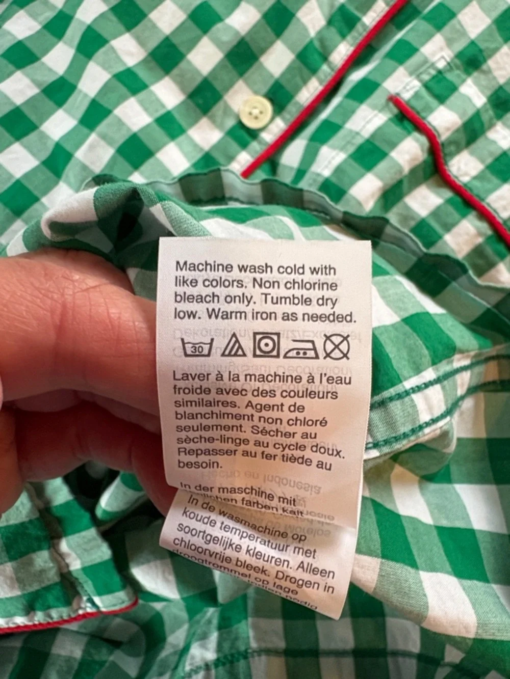 J Crew sz XS green and white gingham pajama set - Picture 9 of 10